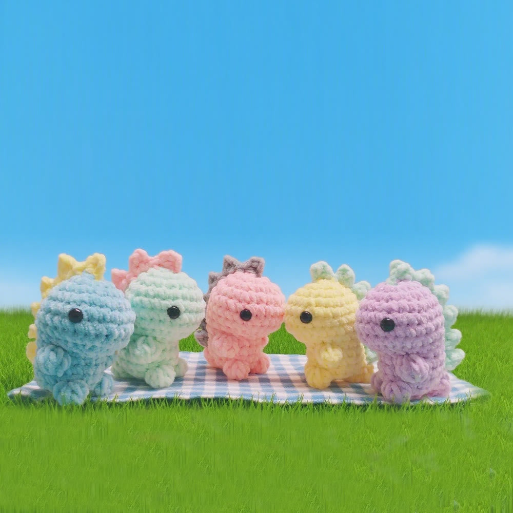 Diy Handmade Mini Dinosaur Series Crochet Kit - Stylish Bag Pendant | Nice Keychain Handicraft - Purple - image 0