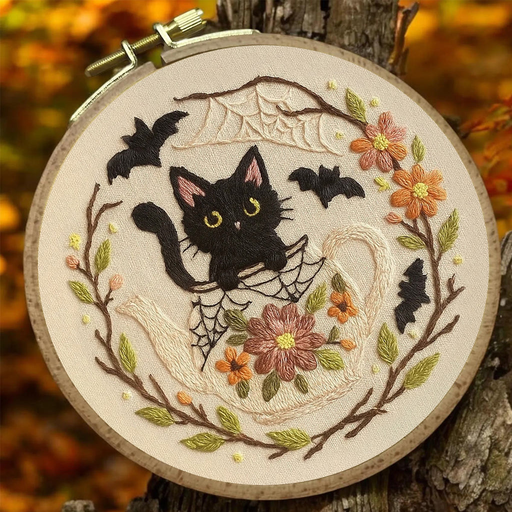 Rubbyoo Embroidery Kit - Halloween Cat Teapot | Perfect For Holiday Gifts  - image 2