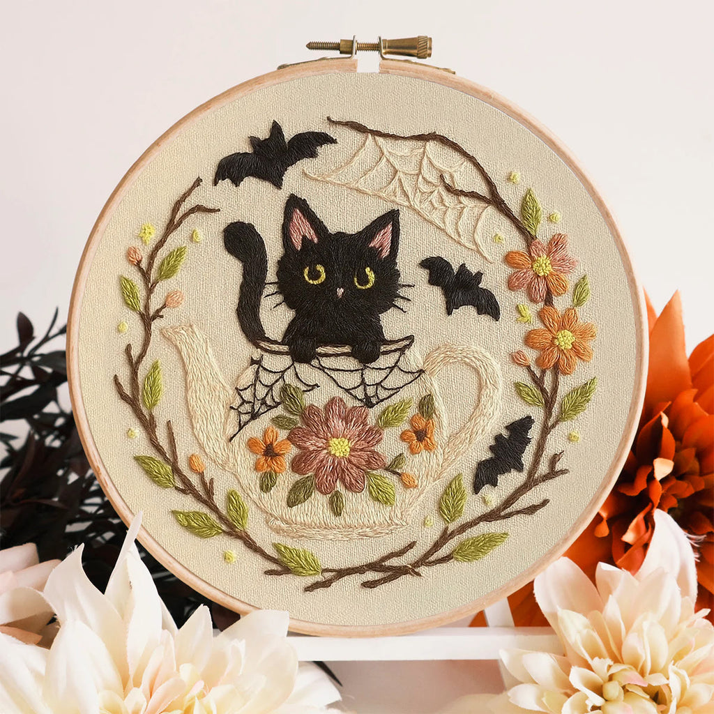 Rubbyoo Embroidery Kit - Halloween Cat Teapot | Perfect For Holiday Gifts  - image 4