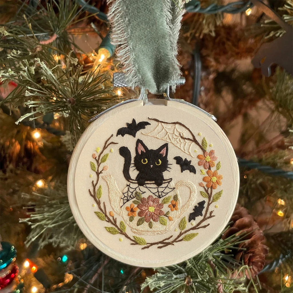 Rubbyoo Embroidery Kit - Halloween Cat Teapot | Perfect For Holiday Gifts  - image 7