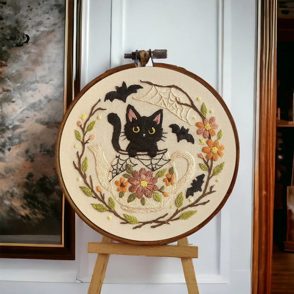 Rubbyoo Embroidery Kit - Halloween Cat Teapot | Perfect For Holiday Gifts  - image 6