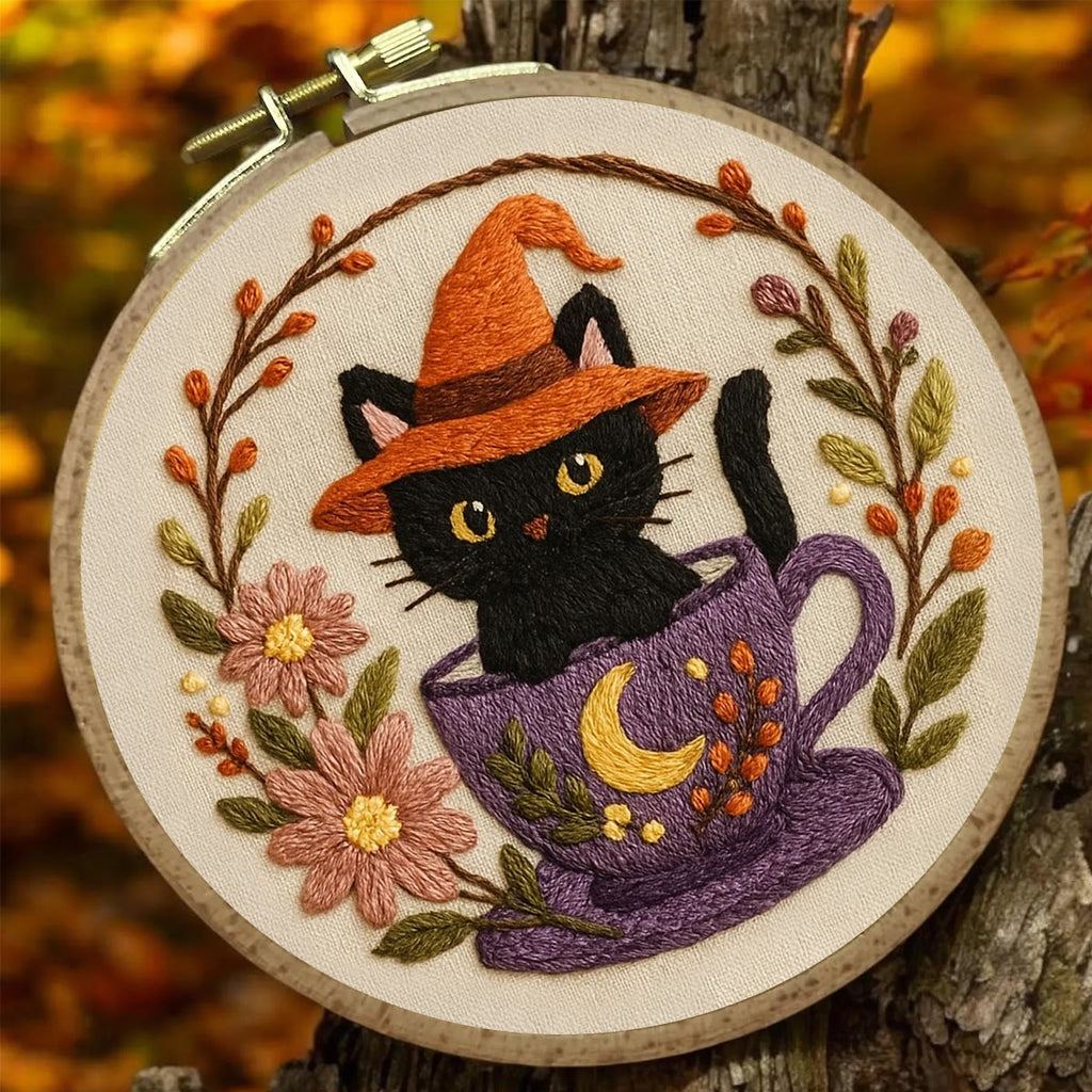 Rubbyoo Embroidery Kit - Halloween Kitten Cup | Unique  Halloween Decoration  - image 3