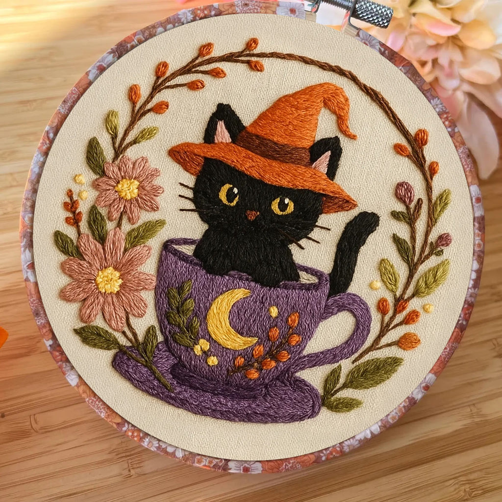 Rubbyoo Embroidery Kit - Halloween Kitten Cup | Unique  Halloween Decoration  - image 2