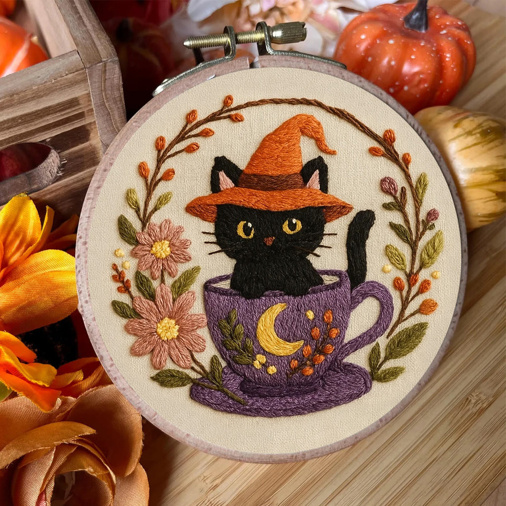 Rubbyoo Embroidery Kit - Halloween Kitten Cup | Unique  Halloween Decoration  - image 4