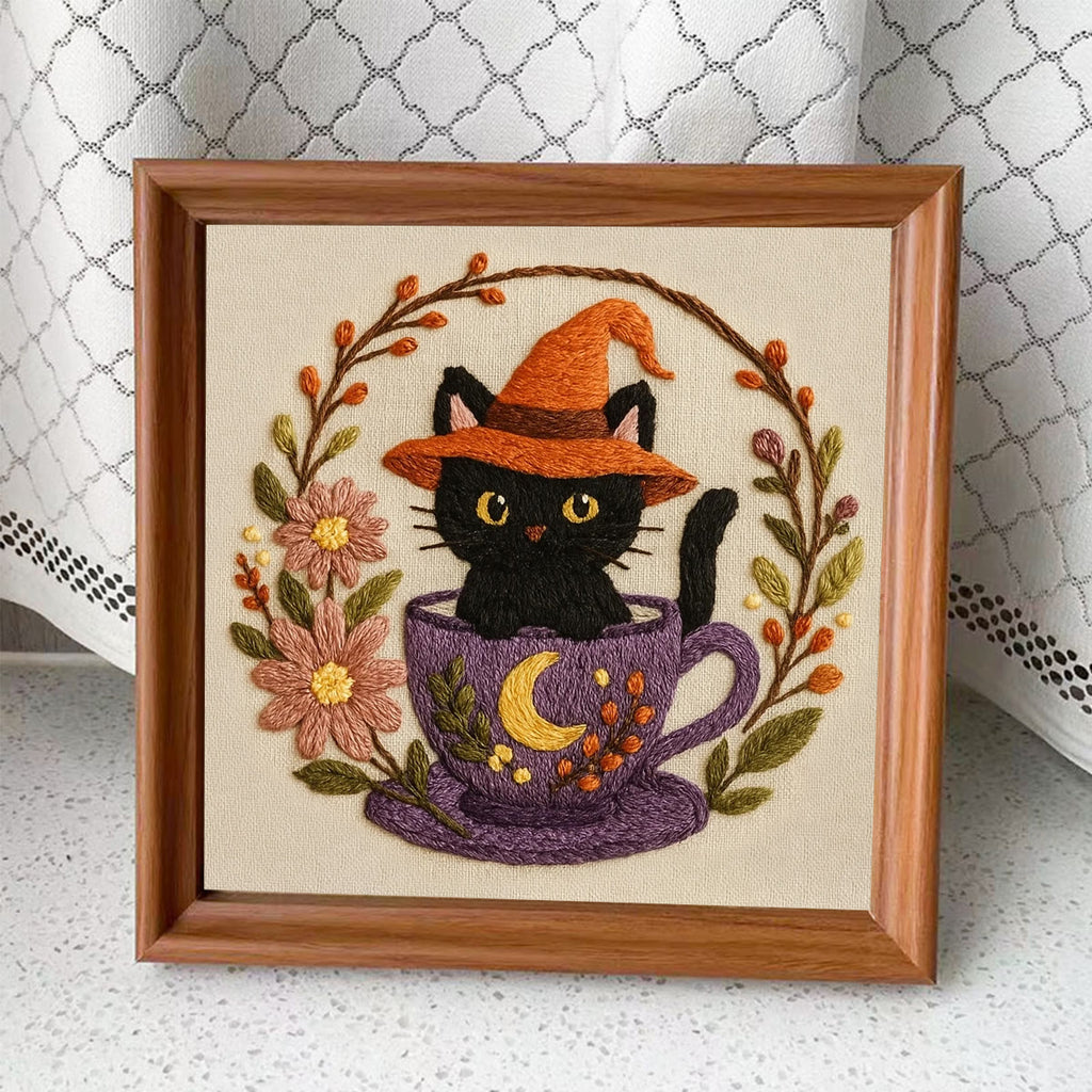 Rubbyoo Embroidery Kit - Halloween Kitten Cup | Unique  Halloween Decoration  - Embroidery Kit Plus An Extra Frame - image 8
