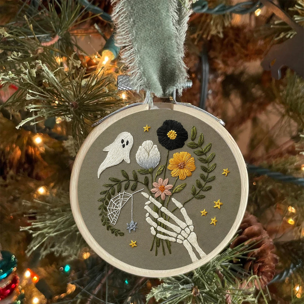 Rubbyoo Embroidery Kit - Skull Bouquet | Halloween Skeletons Handicraft  - image 2