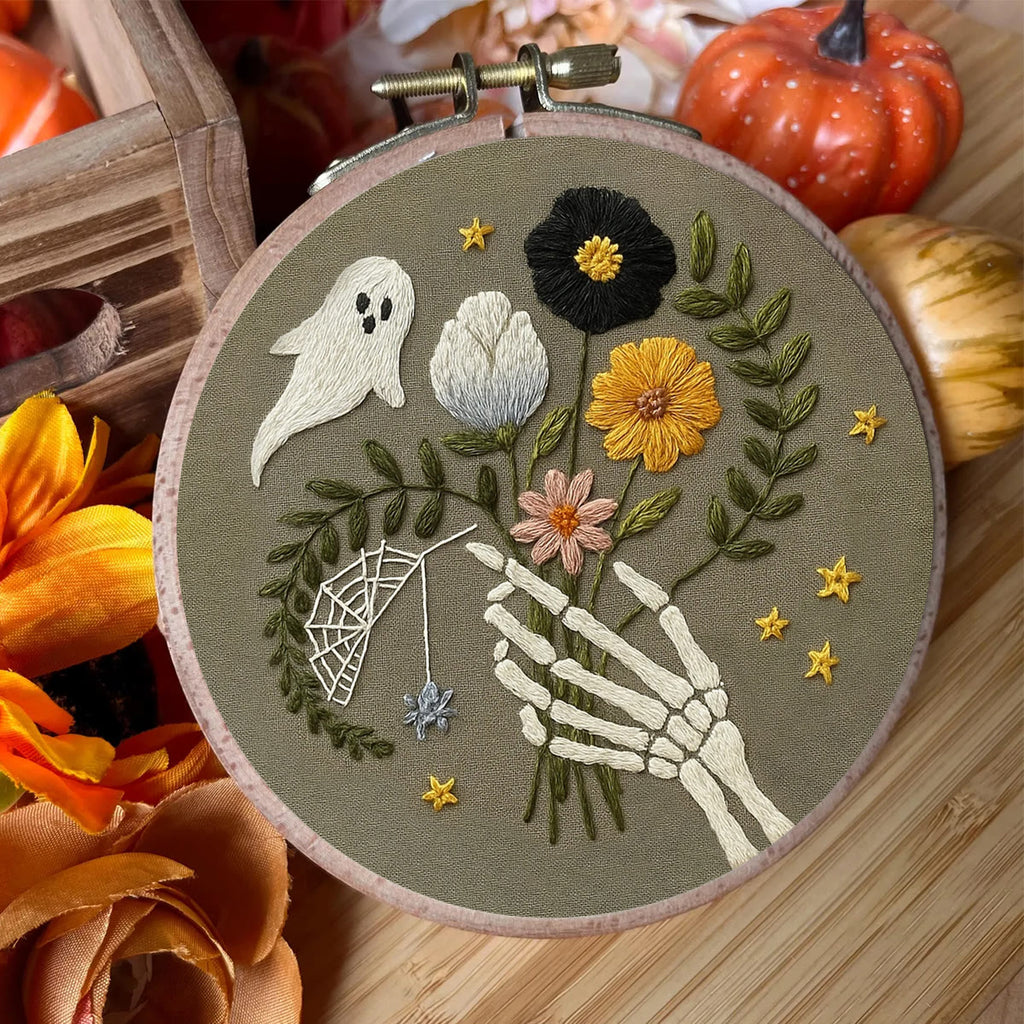 Rubbyoo Embroidery Kit - Skull Bouquet | Halloween Skeletons Handicraft  - image 8