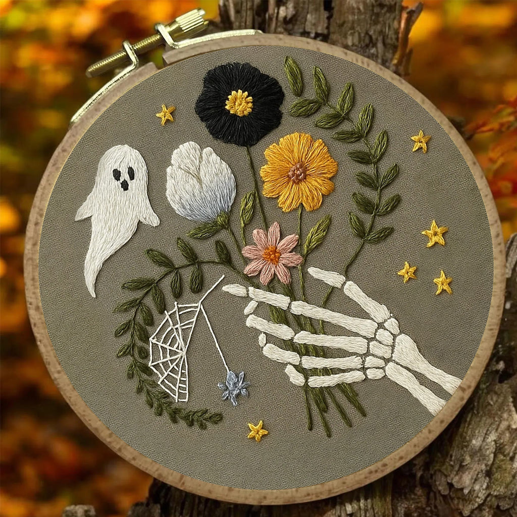 Rubbyoo Embroidery Kit - Skull Bouquet | Halloween Skeletons Handicraft  - image 7