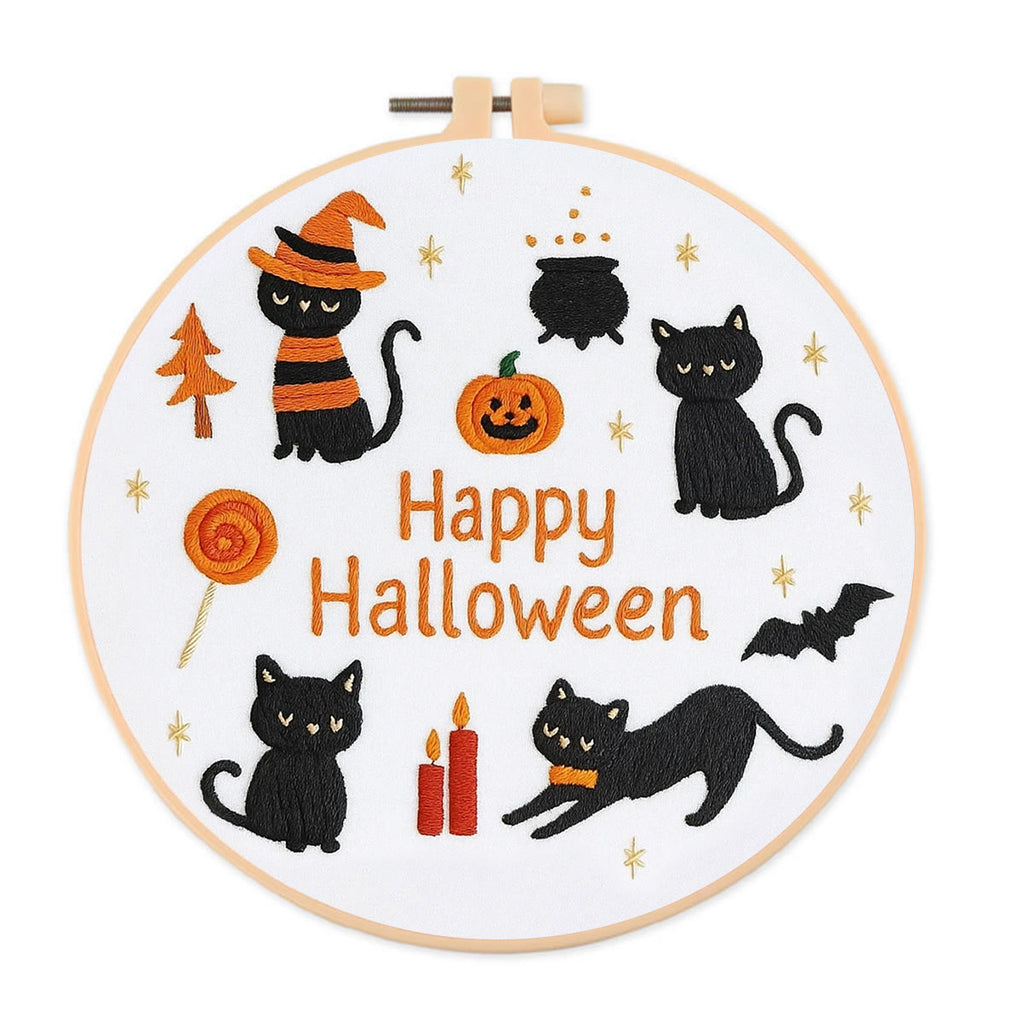 Rubbyoo Embroidery Kit - Happy Halloween | Diy Halloween Wall Hanging - 20*20cm - image 0