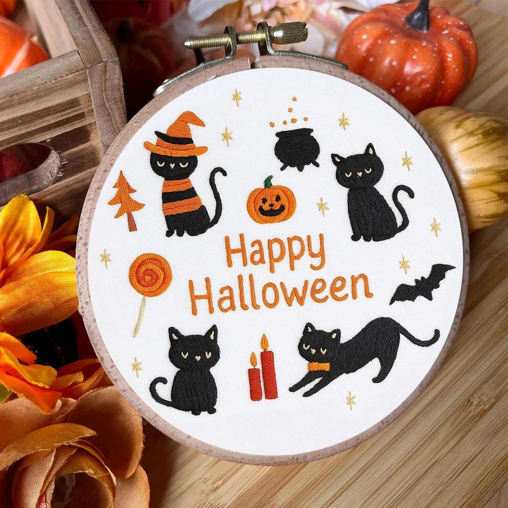 Rubbyoo Embroidery Kit - Happy Halloween | Diy Halloween Wall Hanging - image 1