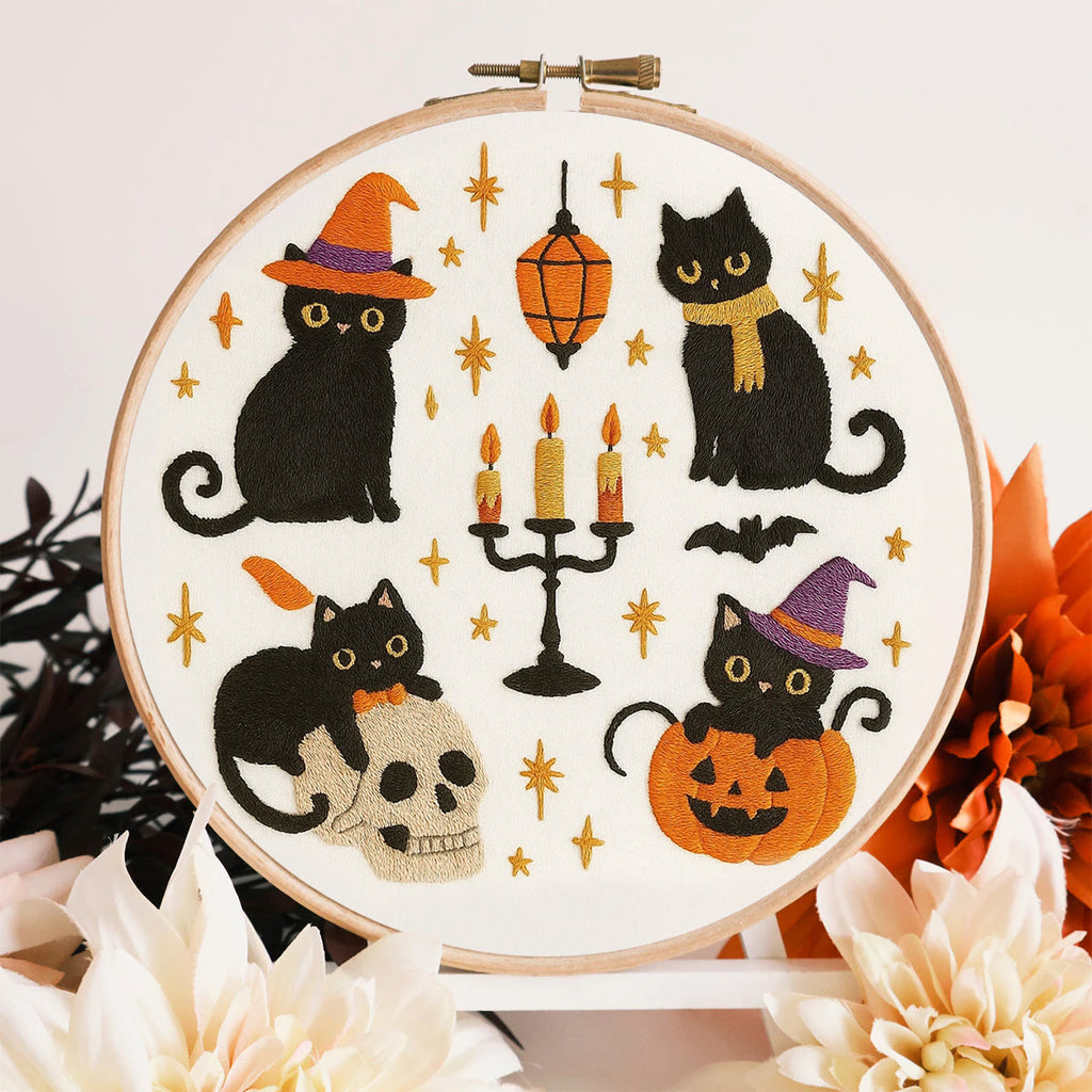 Rubbyoo Embroidery Kit - Halloween Black Cats | Halloween Needlework Collection - image 3