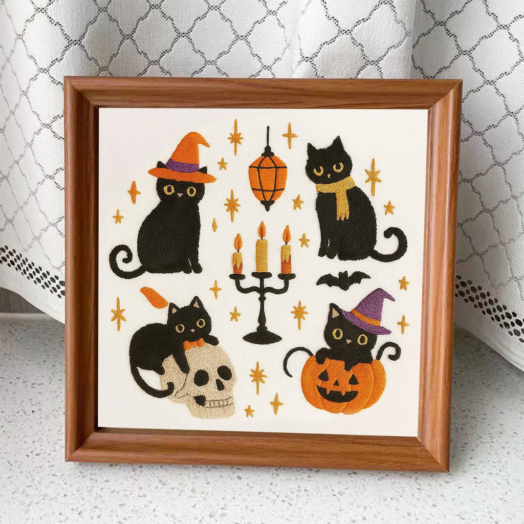 Rubbyoo Embroidery Kit - Halloween Black Cats | Halloween Needlework Collection - Embroidery Kit Plus An Extra Frame - image 8