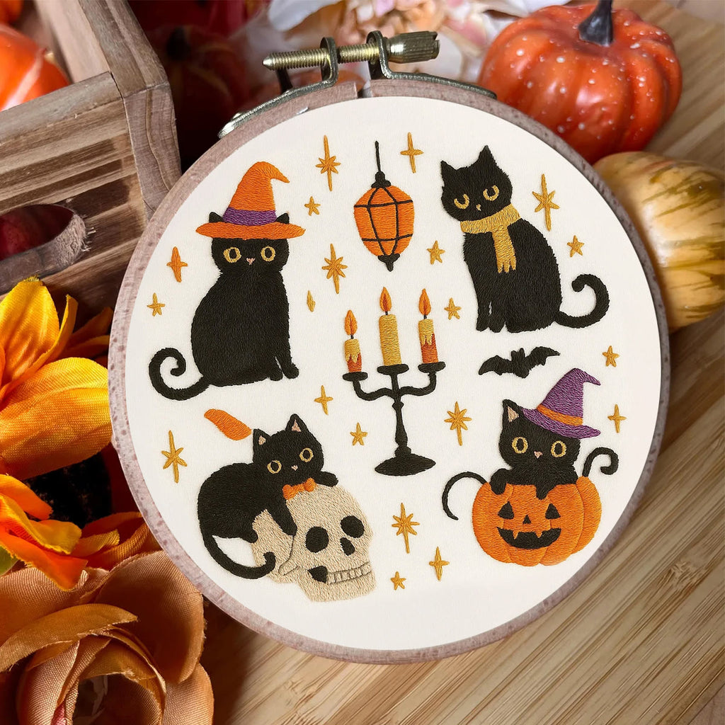 Rubbyoo Embroidery Kit - Halloween Black Cats | Halloween Needlework Collection - image 5