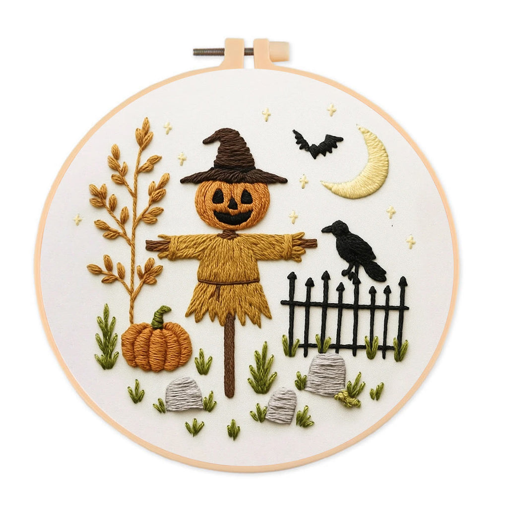 Rubbyoo Embroidery Kit - Halloween Pumpkin Scarecrow | Diy Halloween Ornaments  - 20*20cm - image 0