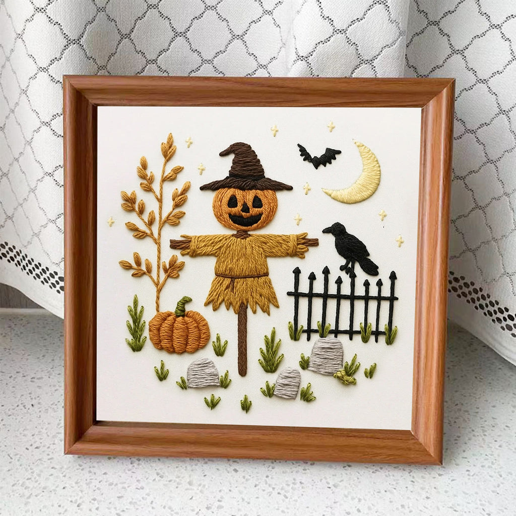 Rubbyoo Embroidery Kit - Halloween Pumpkin Scarecrow | Diy Halloween Ornaments  - Embroidery Kit Plus An Extra Frame - image 8