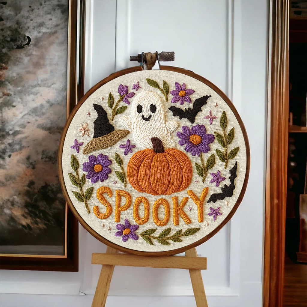 Rubbyoo Embroidery Kit - Spooky Pumpkin |  Halloween Vibes Decor |  Perfect For Wall Hanging - image 6