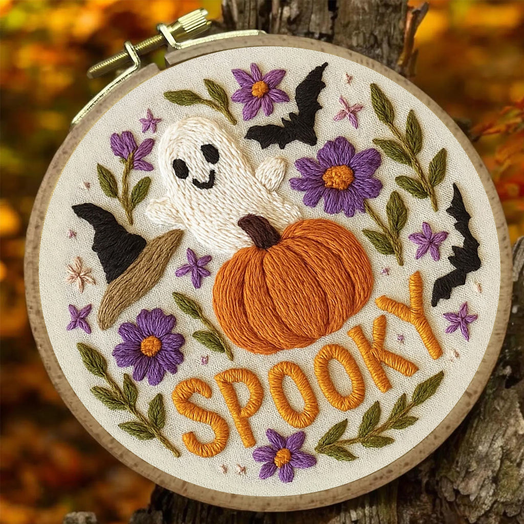 Rubbyoo Embroidery Kit - Spooky Pumpkin |  Halloween Vibes Decor |  Perfect For Wall Hanging - image 3