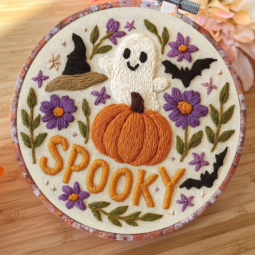 Rubbyoo Embroidery Kit - Spooky Pumpkin |  Halloween Vibes Decor |  Perfect For Wall Hanging - image 2