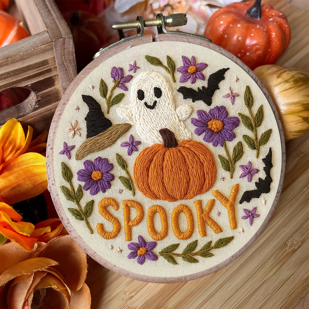 Rubbyoo Embroidery Kit - Spooky Pumpkin |  Halloween Vibes Decor |  Perfect For Wall Hanging - image 4