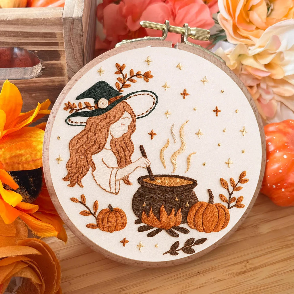 Rubbyoo Embroidery Kit - Halloween Witch Cauldron | Halloween Handmade Artwork  - image 3