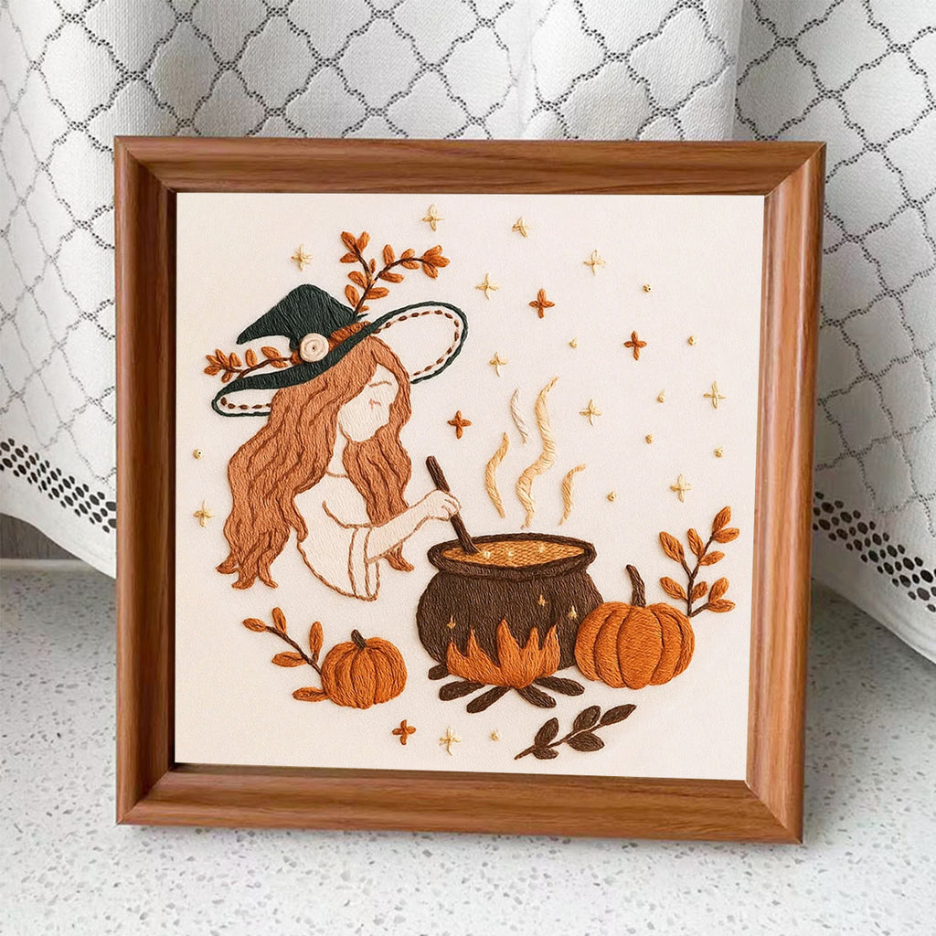 Rubbyoo Embroidery Kit - Halloween Witch Cauldron | Halloween Handmade Artwork  - Embroidery Kit Plus An Extra Frame - image 8
