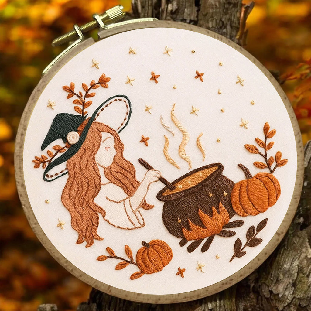 Rubbyoo Embroidery Kit - Halloween Witch Cauldron | Halloween Handmade Artwork  - image 2