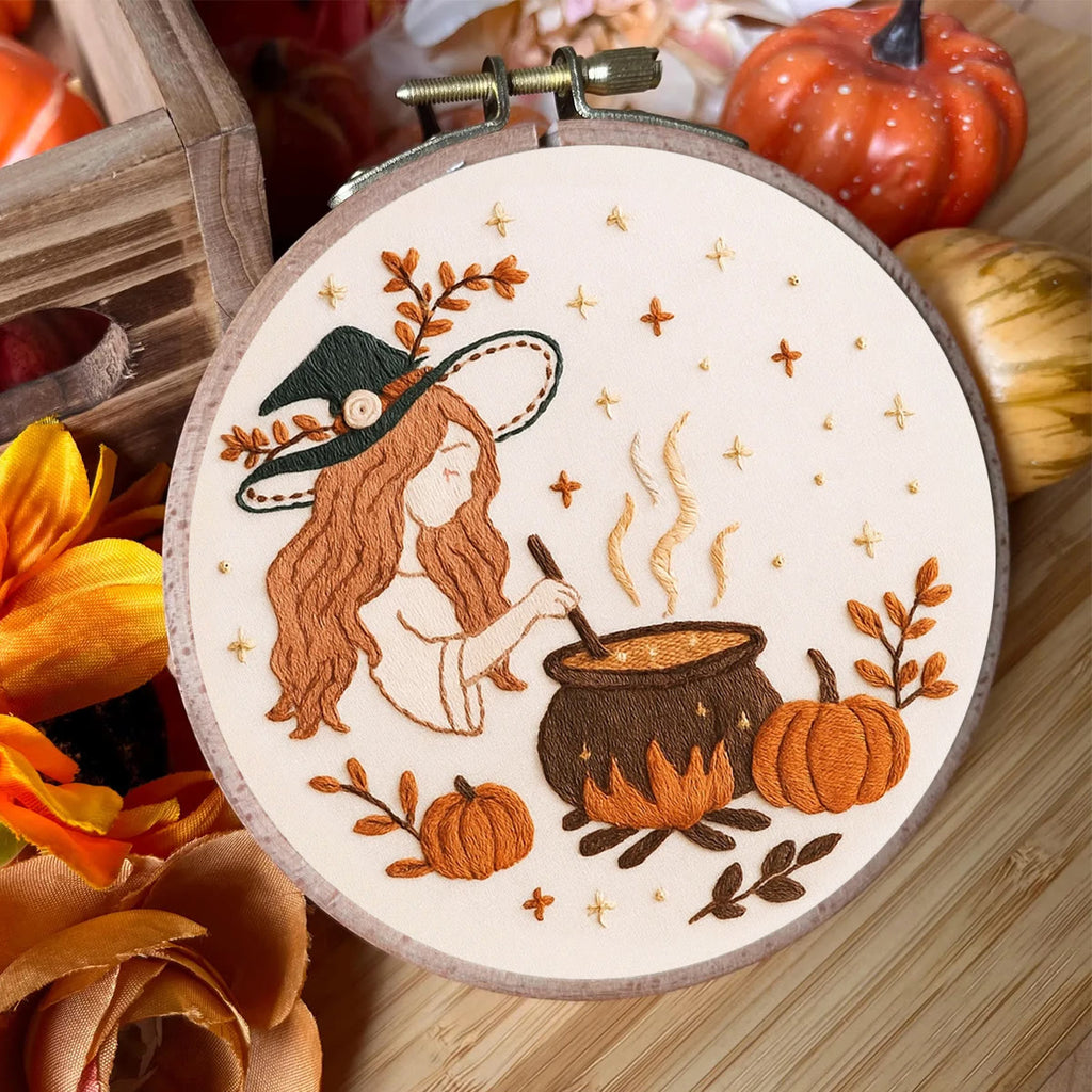 Rubbyoo Embroidery Kit - Halloween Witch Cauldron | Halloween Handmade Artwork  - image 4