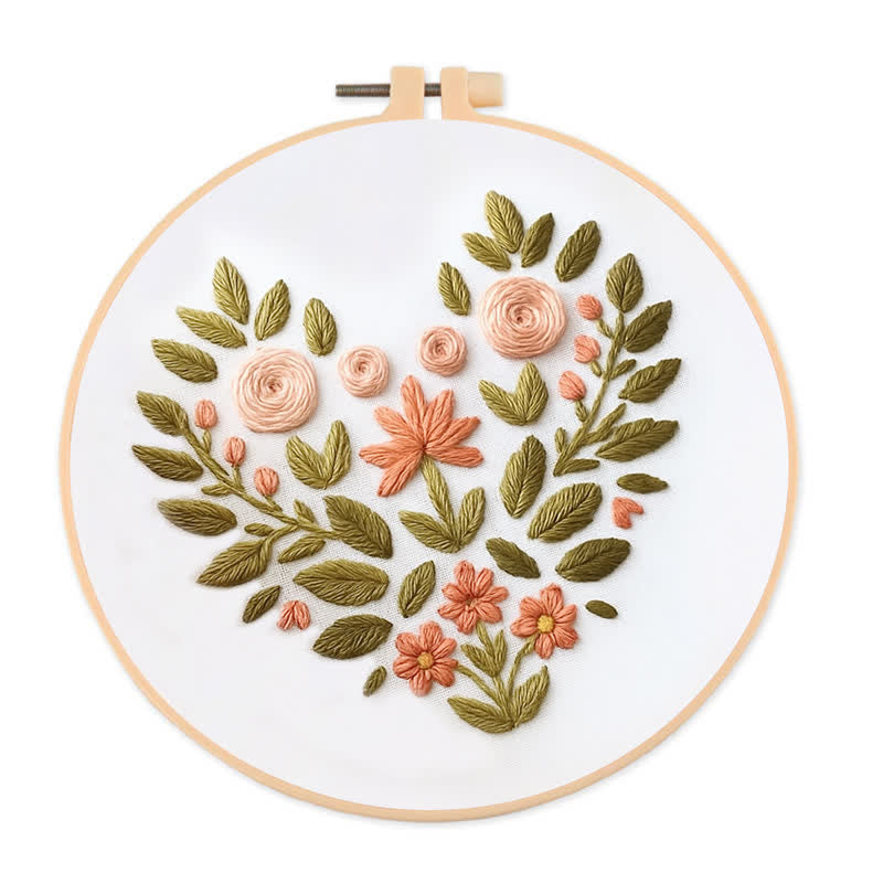 Rubbyoo Embroidery Kit - Flower Heart | DIY Craft Kit | Beginner Friendly - 20*20cm - image 0