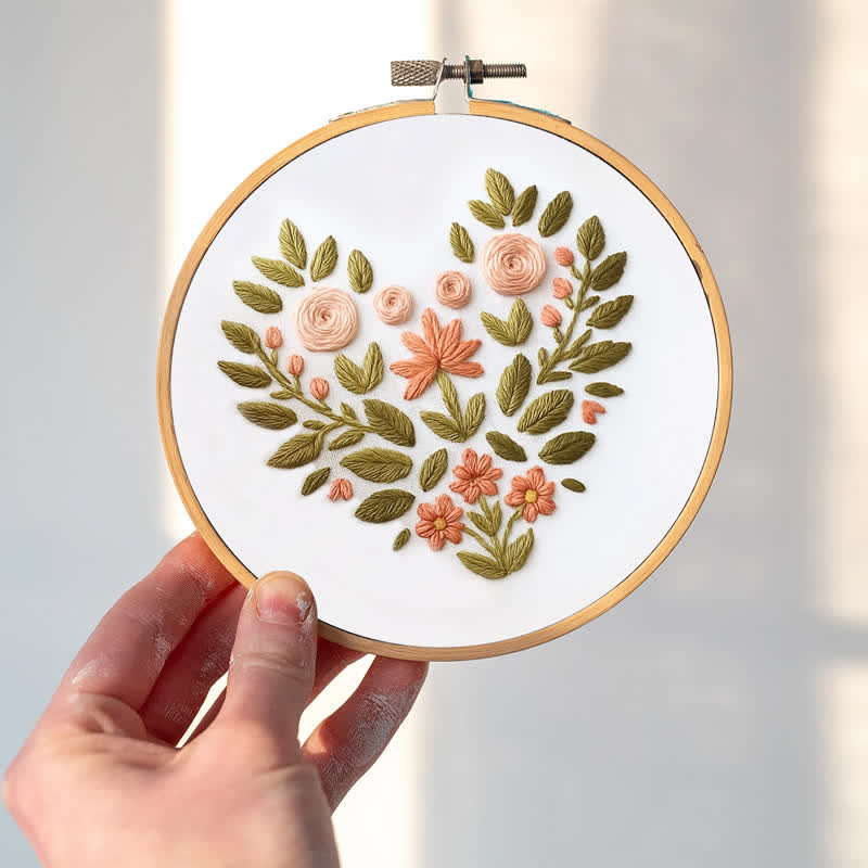 Rubbyoo Embroidery Kit - Flower Heart | DIY Craft Kit | Beginner Friendly - image 2