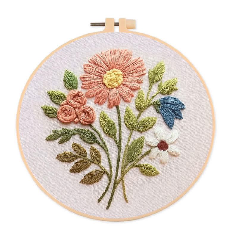Rubbyoo Embroidery Kit - Modern Flower Plant | DIY Floral Needlepoint Hoop Wall Art Kit-gifts for mom - 20*20cm - image 0