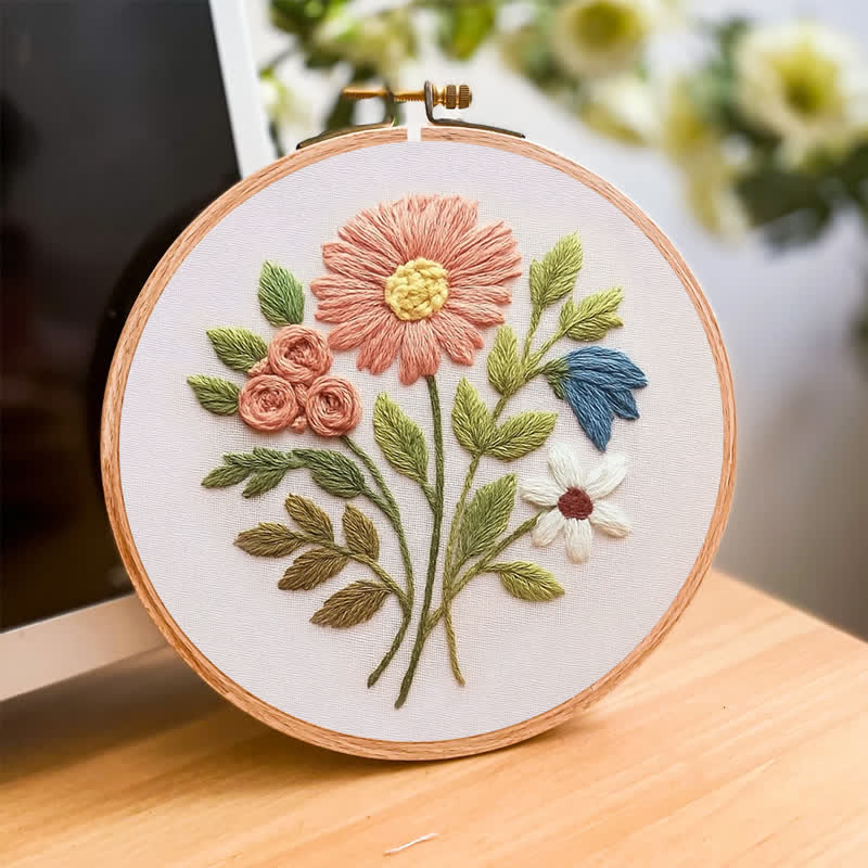Rubbyoo Embroidery Kit - Modern Flower Plant | DIY Floral Needlepoint Hoop Wall Art Kit-gifts for mom - image 2