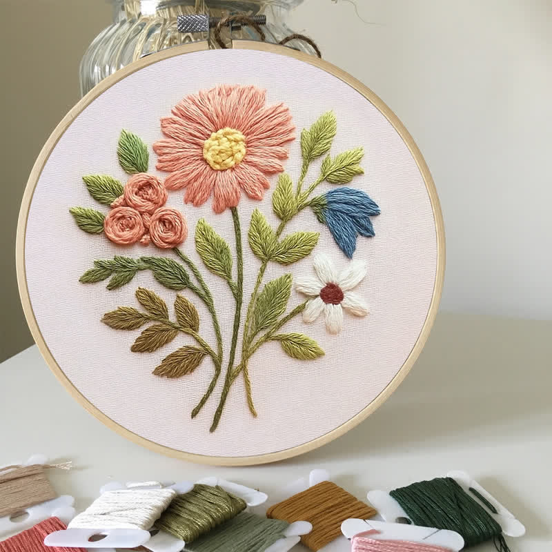 Rubbyoo Embroidery Kit - Modern Flower Plant | DIY Floral Needlepoint Hoop Wall Art Kit-gifts for mom - image 3