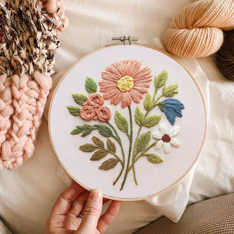 Rubbyoo Embroidery Kit - Modern Flower Plant | DIY Floral Needlepoint Hoop Wall Art Kit-gifts for mom - image 9