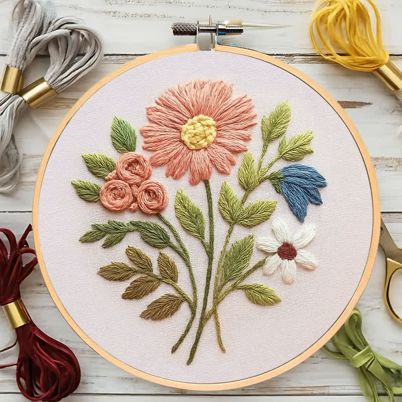 Rubbyoo Embroidery Kit - Modern Flower Plant | DIY Floral Needlepoint Hoop Wall Art Kit-gifts for mom - image 6