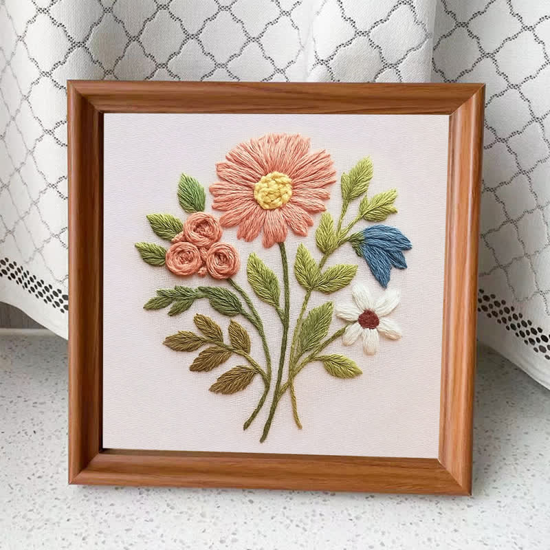 Rubbyoo Embroidery Kit - Modern Flower Plant | DIY Floral Needlepoint Hoop Wall Art Kit-gifts for mom - Embroidery Kit Plus An Extra Frame - image 5