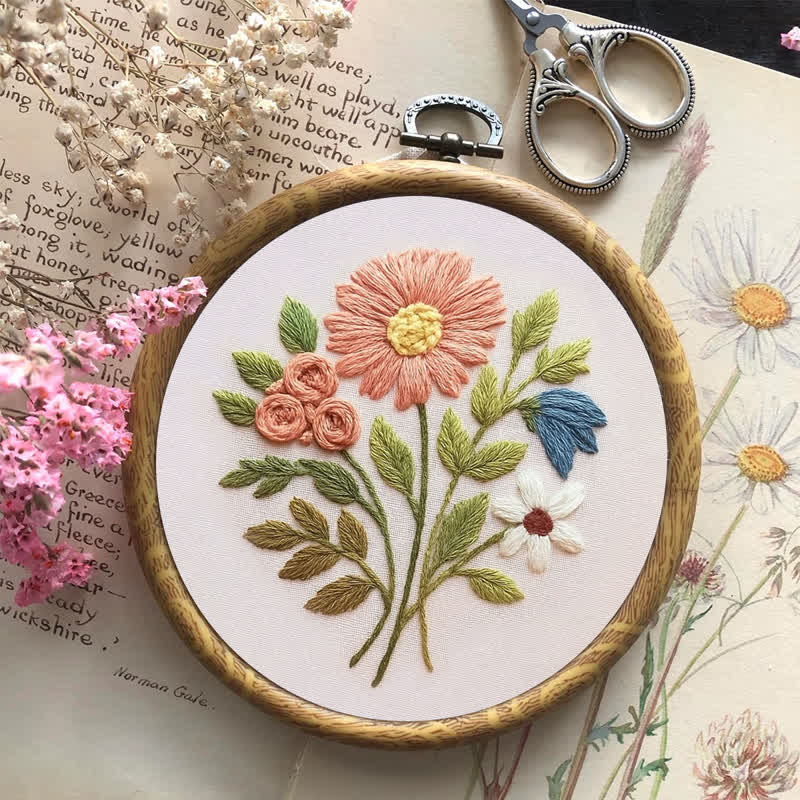 Rubbyoo Embroidery Kit - Modern Flower Plant | DIY Floral Needlepoint Hoop Wall Art Kit-gifts for mom - image 8