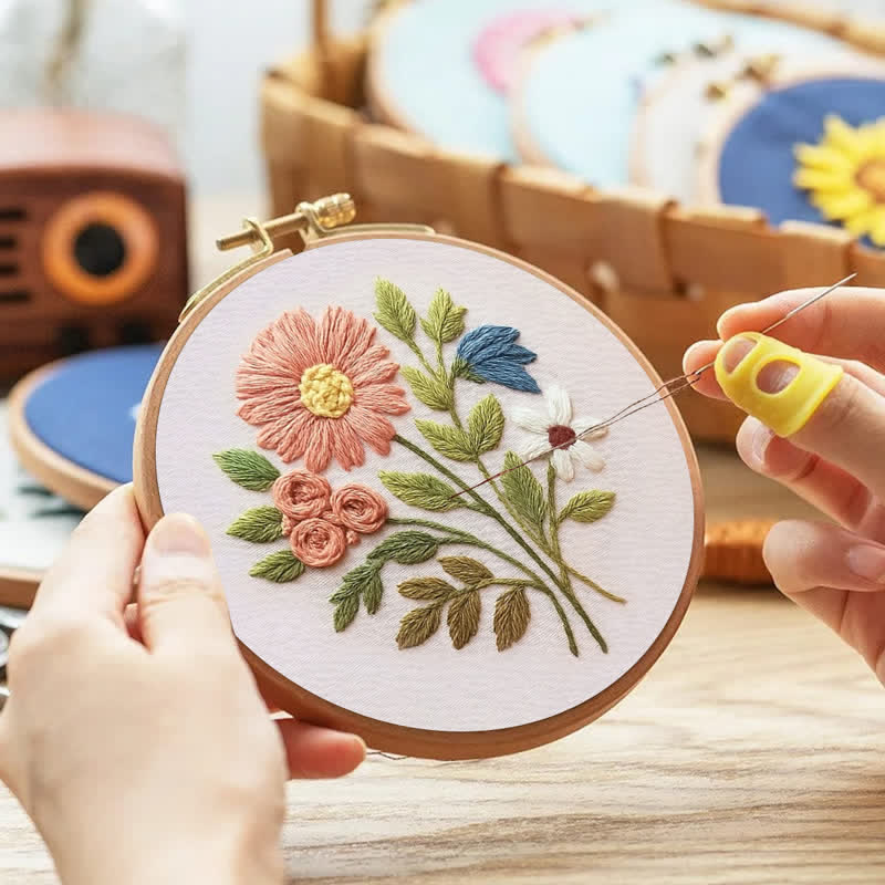 Rubbyoo Embroidery Kit - Modern Flower Plant | DIY Floral Needlepoint Hoop Wall Art Kit-gifts for mom - image 4