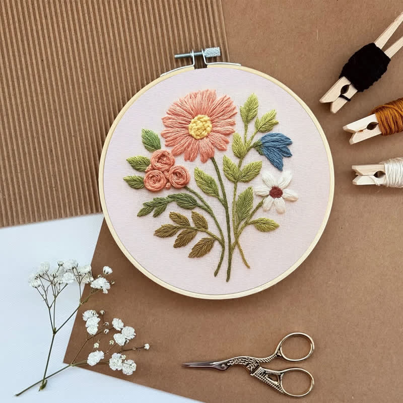 Rubbyoo Embroidery Kit - Modern Flower Plant | DIY Floral Needlepoint Hoop Wall Art Kit-gifts for mom - image 7
