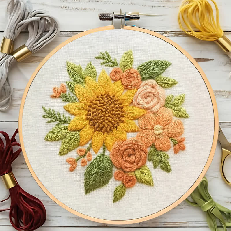 Rubbyoo Embroidery Kit - Flower Sunflower Craft | Botanical Pattern Hoop Art - image 5