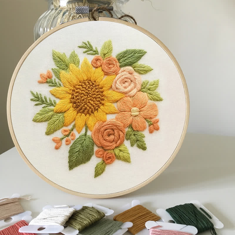 Rubbyoo Embroidery Kit - Flower Sunflower Craft | Botanical Pattern Hoop Art - image 6