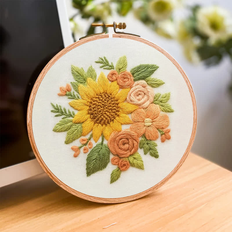Rubbyoo Embroidery Kit - Flower Sunflower Craft | Botanical Pattern Hoop Art - image 4