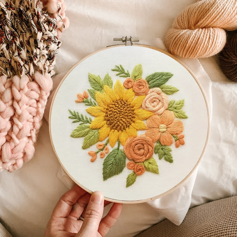 Rubbyoo Embroidery Kit - Flower Sunflower Craft | Botanical Pattern Hoop Art - image 9