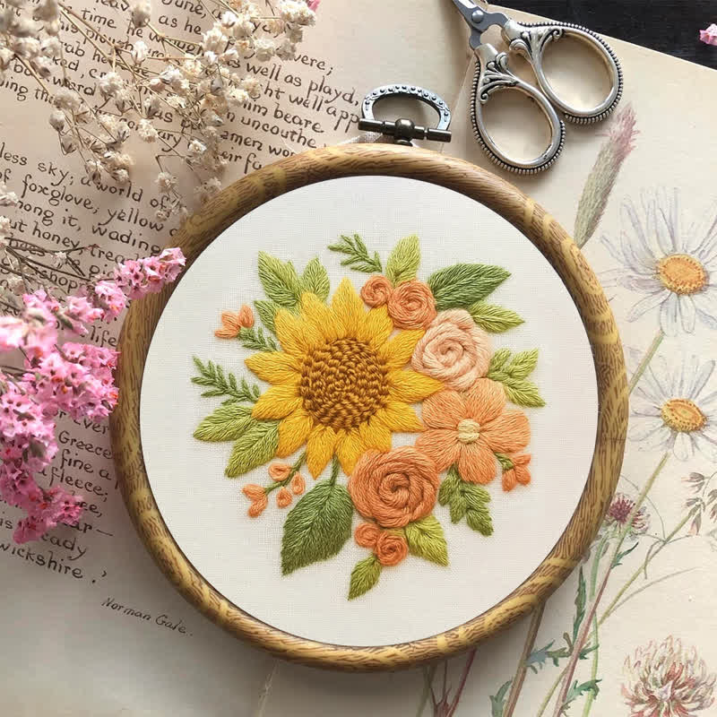 Rubbyoo Embroidery Kit - Flower Sunflower Craft | Botanical Pattern Hoop Art - image 8