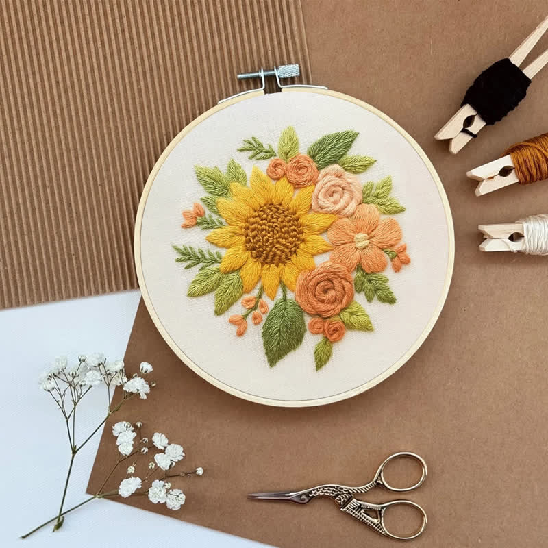 Rubbyoo Embroidery Kit - Flower Sunflower Craft | Botanical Pattern Hoop Art - image 7