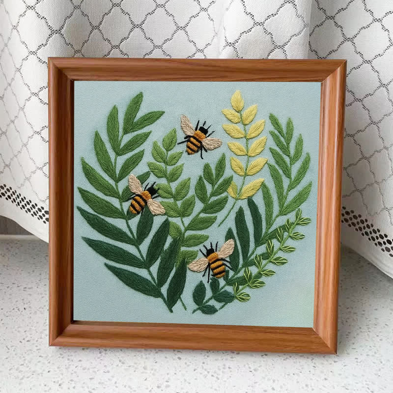 Rubbyoo Embroidery Kit - Bee Pattern | Gift For Her - Relaxation Gift - Handmade Gift - Embroidery Kit Plus An Extra Frame - image 4