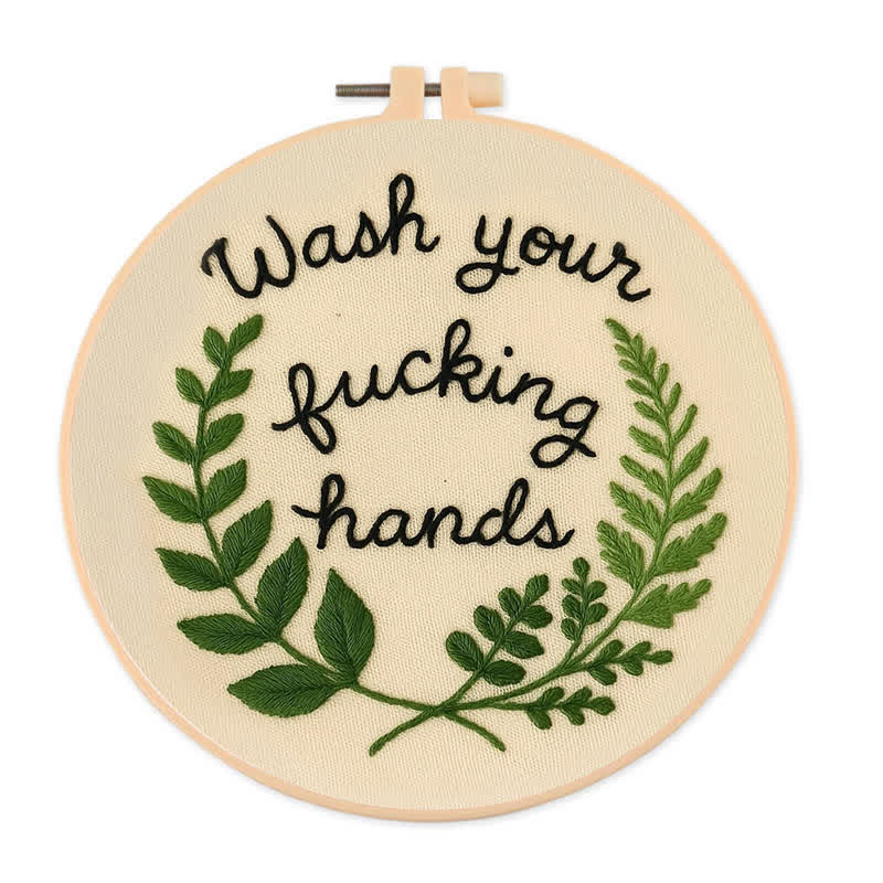 Rubbyoo Embroidery Kit -"Wash Your Fucking Hands" | Modern Needlework Pattern for Adults - 20*20cm - image 0