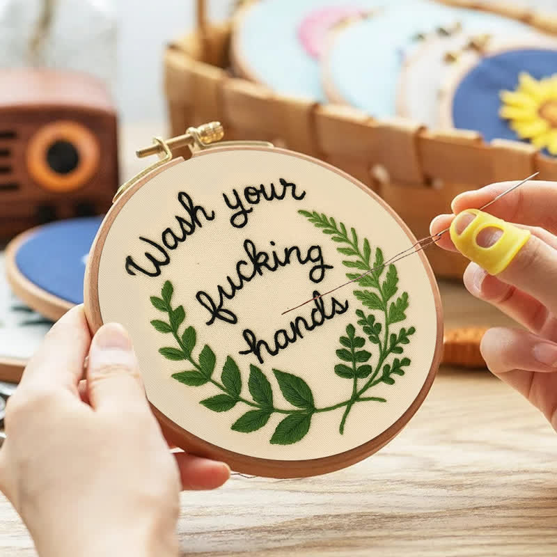 Rubbyoo Embroidery Kit -"Wash Your Fucking Hands" | Modern Needlework Pattern for Adults - image 3