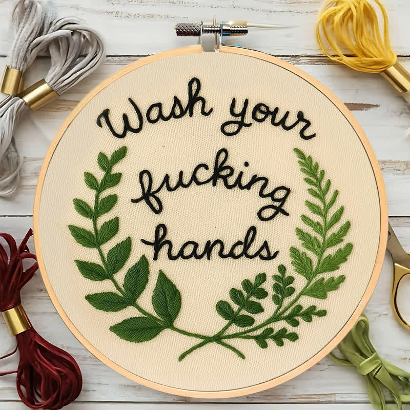 Rubbyoo Embroidery Kit -"Wash Your Fucking Hands" | Modern Needlework Pattern for Adults - image 7