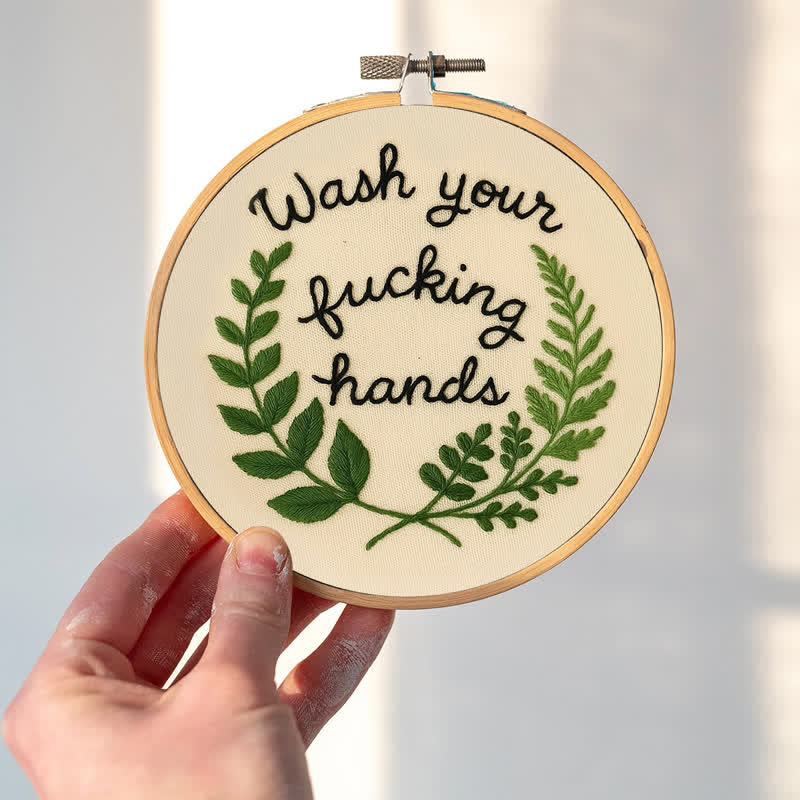 Rubbyoo Embroidery Kit -"Wash Your Fucking Hands" | Modern Needlework Pattern for Adults - image 2