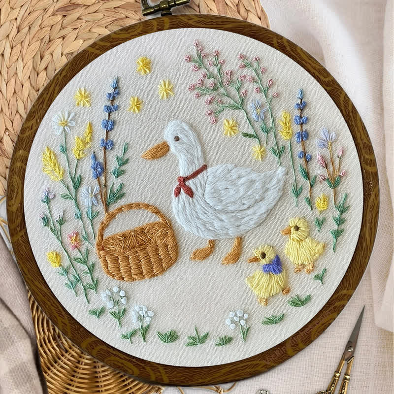 Rubbyoo Embroidery Kit - Spring Picnic Ducks | Cute Ducks Family And Flowers | Easy Hand Craft Kit - image 8